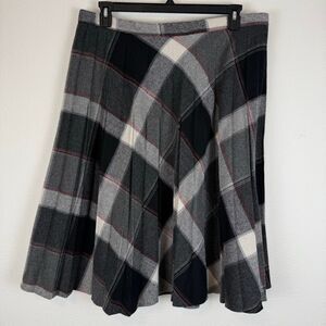 Vintage Plaid Wool Blend Pleated Skirt Size Medium